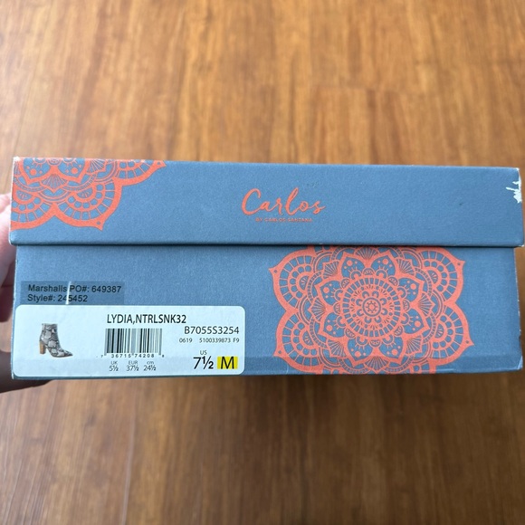 CARLOS by Carlos Santana Snakeskin Boots Womens 7.5 Lydia Faux Leather Heeled - Picture 12 of 13